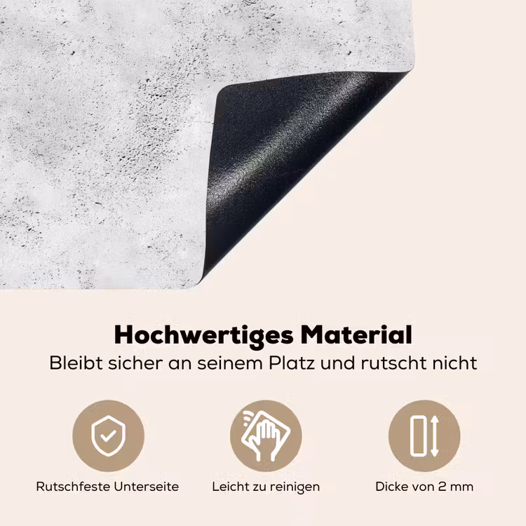 Lichtgrijs - Ruw - Subtiel Inductie beschemer met haakjes klein 777 -ky-onderkant-de