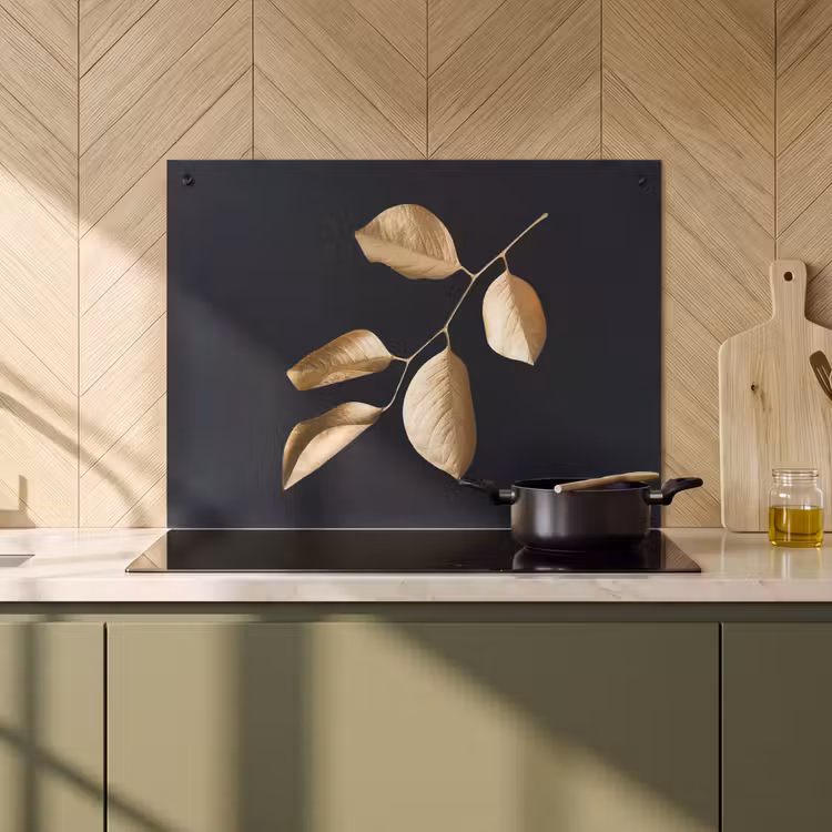 2-in-1 Herdabdeckplatte & Spritzschutz - Herbstgold - Herfstgoud Inductie beschemer met haakjes klein