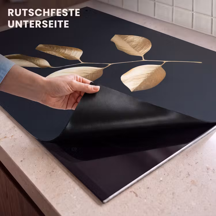 2-in-1 Herdabdeckplatte & Spritzschutz - Herbstgold - Herfstgoud Inductie beschemer met haakjes klein