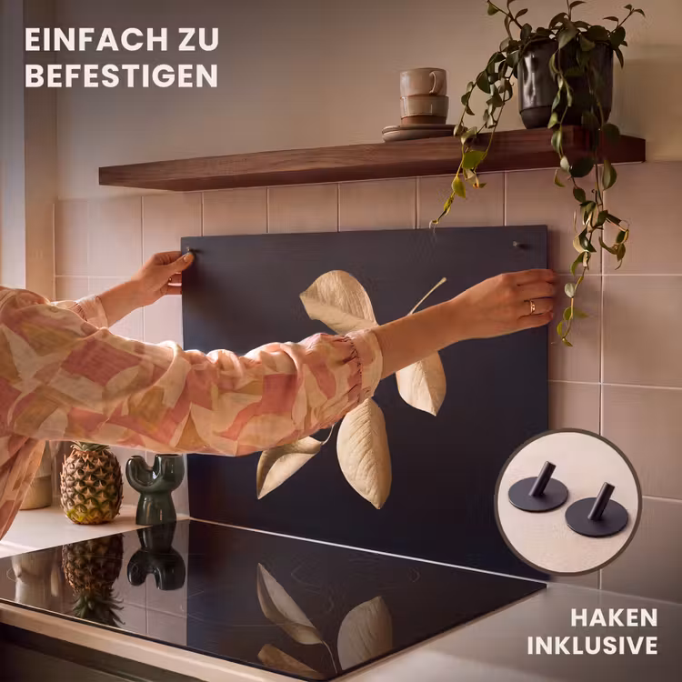2-in-1 Herdabdeckplatte & Spritzschutz - Herbstgold - Herfstgoud Inductie beschemer met haakjes klein
