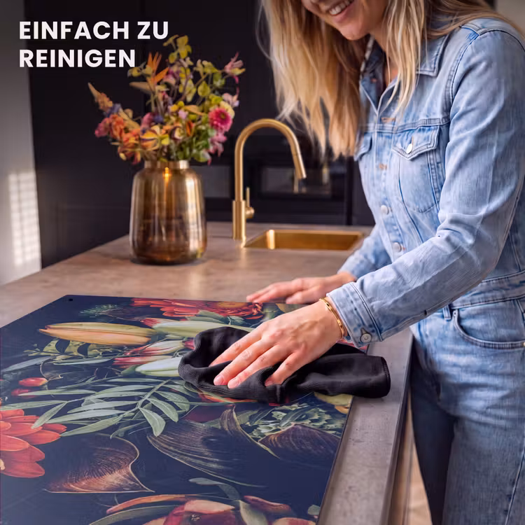 2-in-1 Herdabdeckplatte & Spritzschutz - Herbstliche Blumenpracht - Herfstige Bloemenpracht Inductie beschemer met haakjes klein