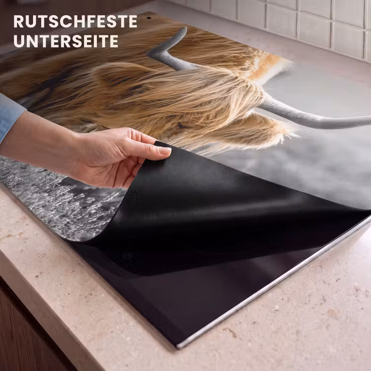 2-in-1 Herdabdeckplatte & Spritzschutz - Herbsttöne in den Highlands - Herfsttinten in de Highlands Inductie beschemer met haakjes klein