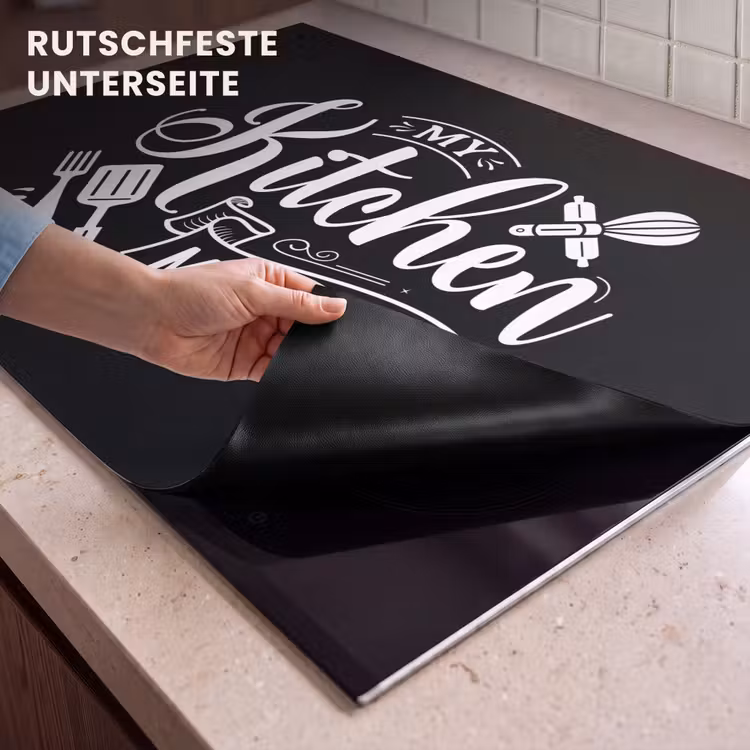 2-in-1 Herdabdeckplatte & Spritzschutz - Herrscher der Küche - Heerser van de Keuken Inductie beschemer met haakjes klein
