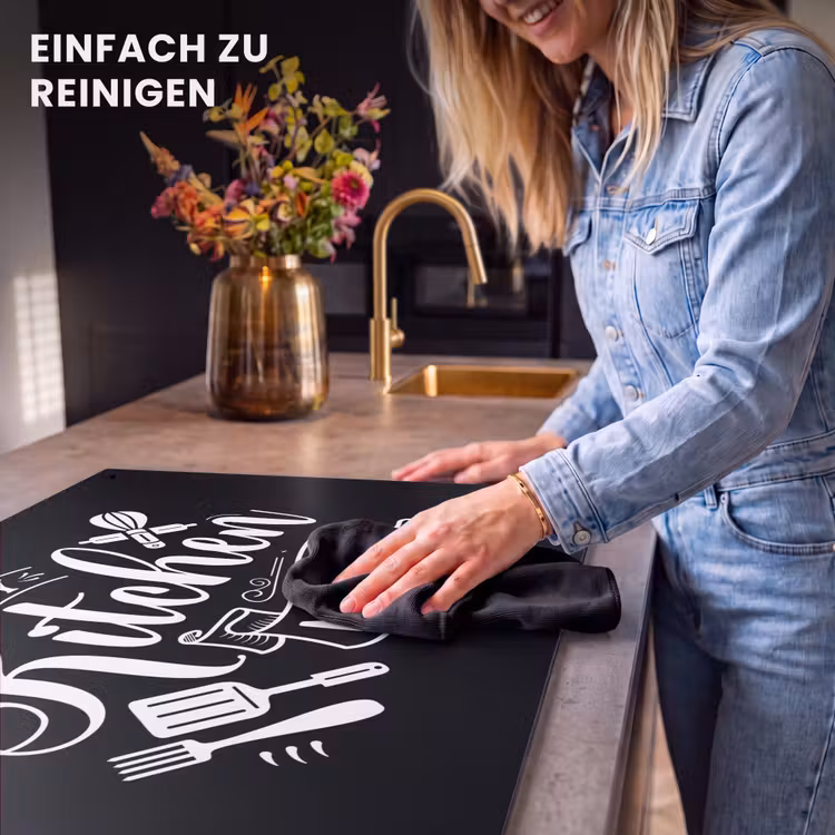 2-in-1 Herdabdeckplatte & Spritzschutz - Herrscher der Küche - Heerser van de Keuken Inductie beschemer met haakjes klein