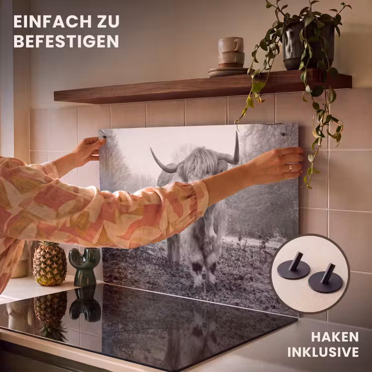 2-in-1 Herdabdeckplatte & Spritzschutz - Herrscher des Nebels - Heerser van de Mist Inductie beschemer met haakjes klein