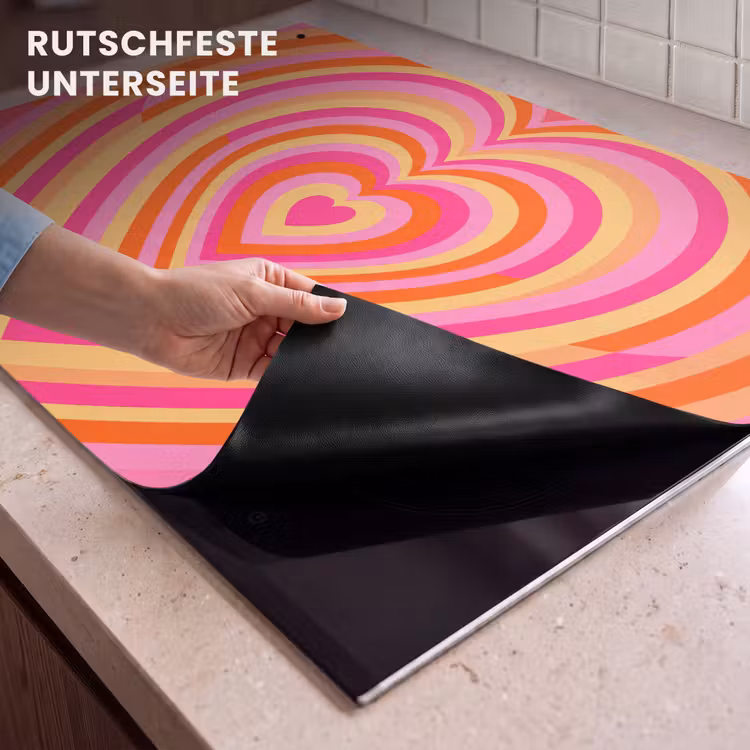 Hart - Concentrisch - Abstract - Liefde - Kleurrijk Inductie beschemer met haakjes klein -ky-onderkant-de