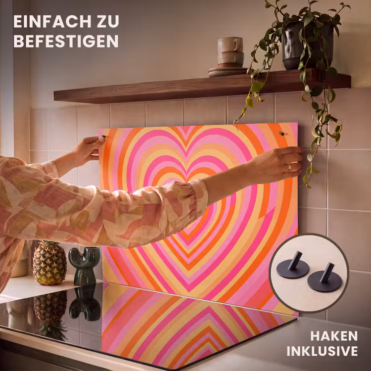 Hart - Concentrisch - Abstract - Liefde - Kleurrijk Inductie beschemer met haakjes klein -ky-ophangen-de
