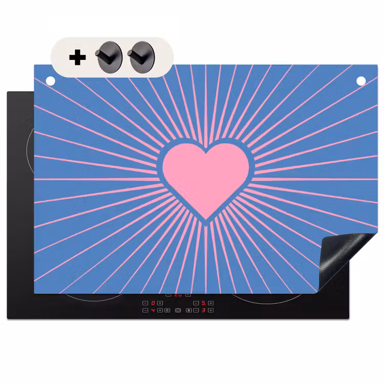 Hart - Stralen - Liefde - Modern - Roze Inductie beschemer met haakjes klein -3d