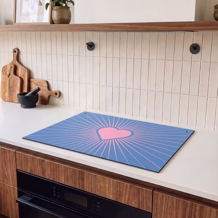 Hart - Stralen - Liefde - Modern - Roze Inductie beschemer met haakjes klein -sfeer1
