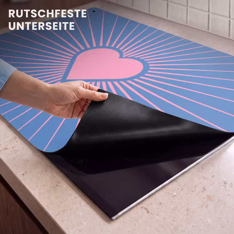 Hart - Stralen - Liefde - Modern - Roze Inductie beschemer met haakjes klein -ky-onderkant-de