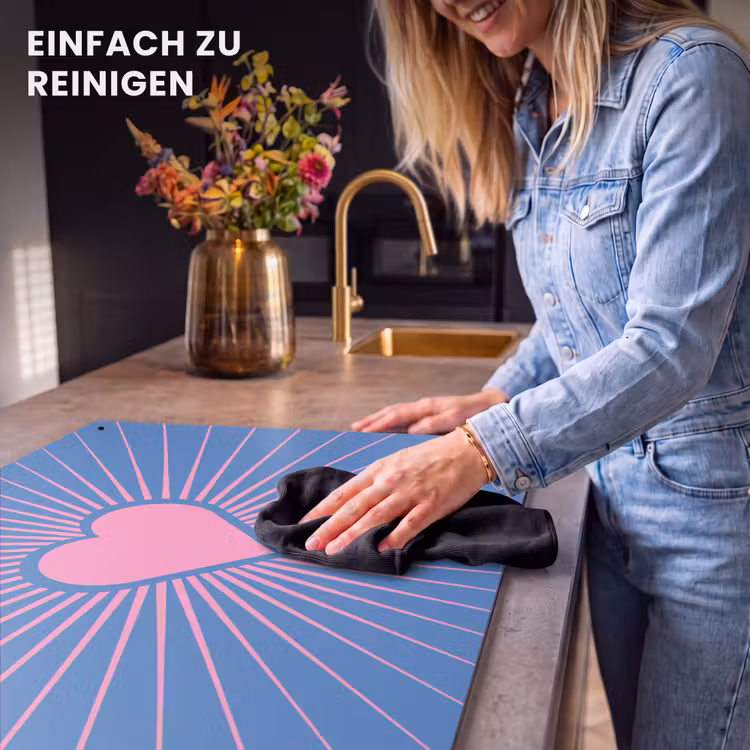Hart - Stralen - Liefde - Modern - Roze Inductie beschemer met haakjes klein -ky-schoon-de