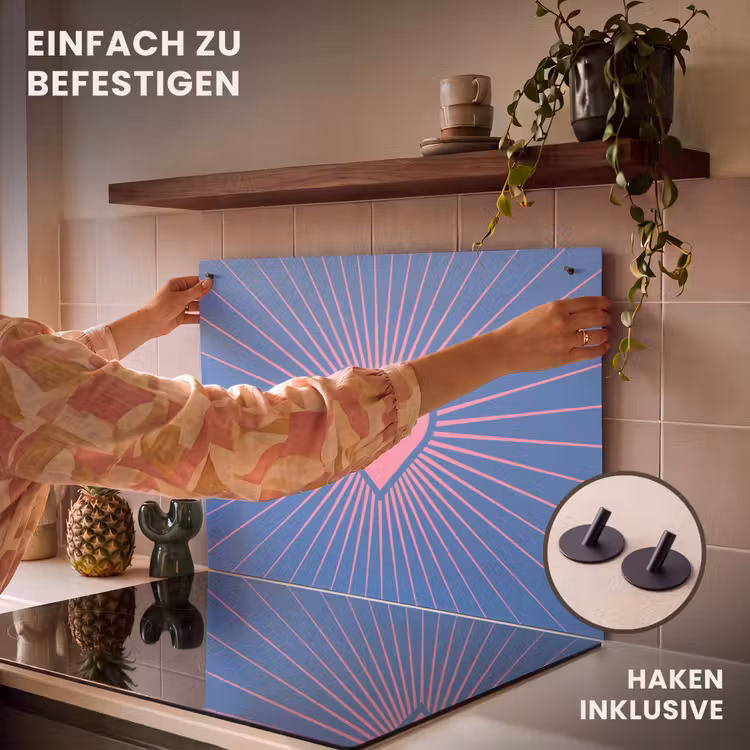 Hart - Stralen - Liefde - Modern - Roze Inductie beschemer met haakjes klein -ky-ophangen-de