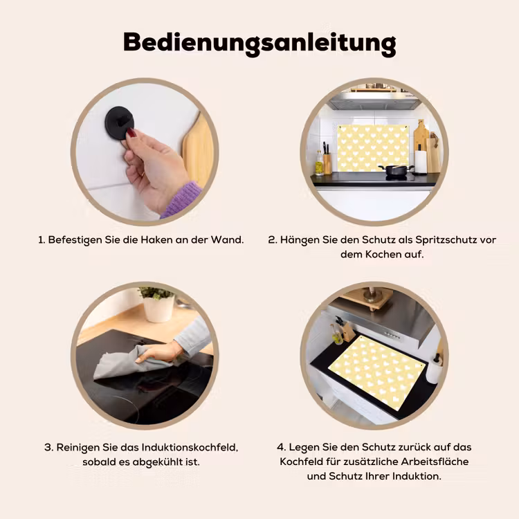 Hartjes - Patroon - Geel Inductie beschemer met haakjes klein 777 -ky-gebruik-de