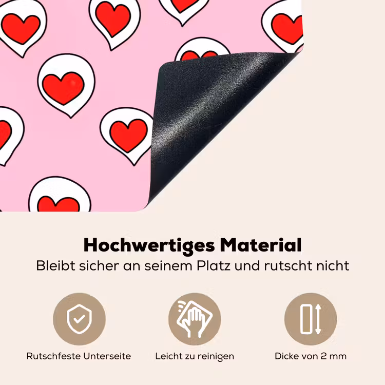 Hartjes - Patroon - Rood Inductie beschemer met haakjes klein 777 -ky-onderkant-de