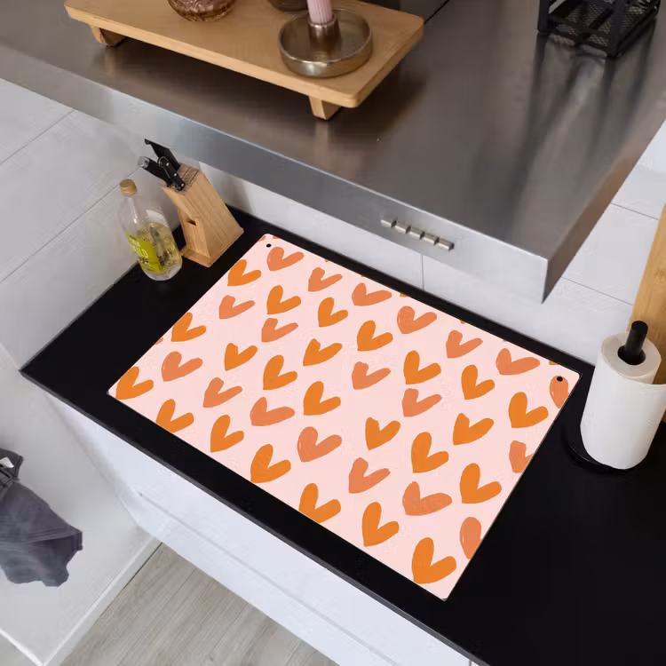 Hartjes - Getekend - Oranje Inductie beschemer met haakjes klein 777 -sfeer1
