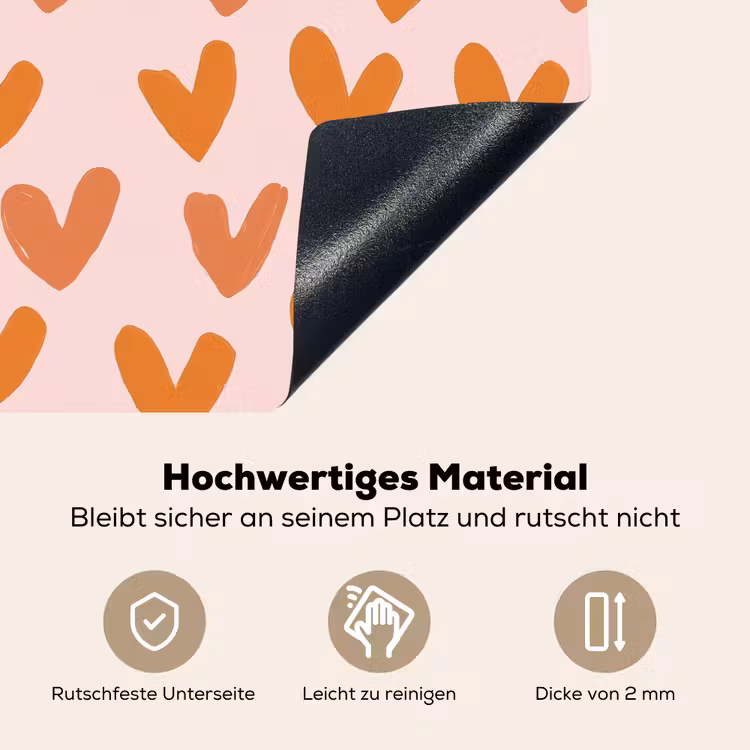 Hartjes - Getekend - Oranje Inductie beschemer met haakjes klein 777 -ky-onderkant-de