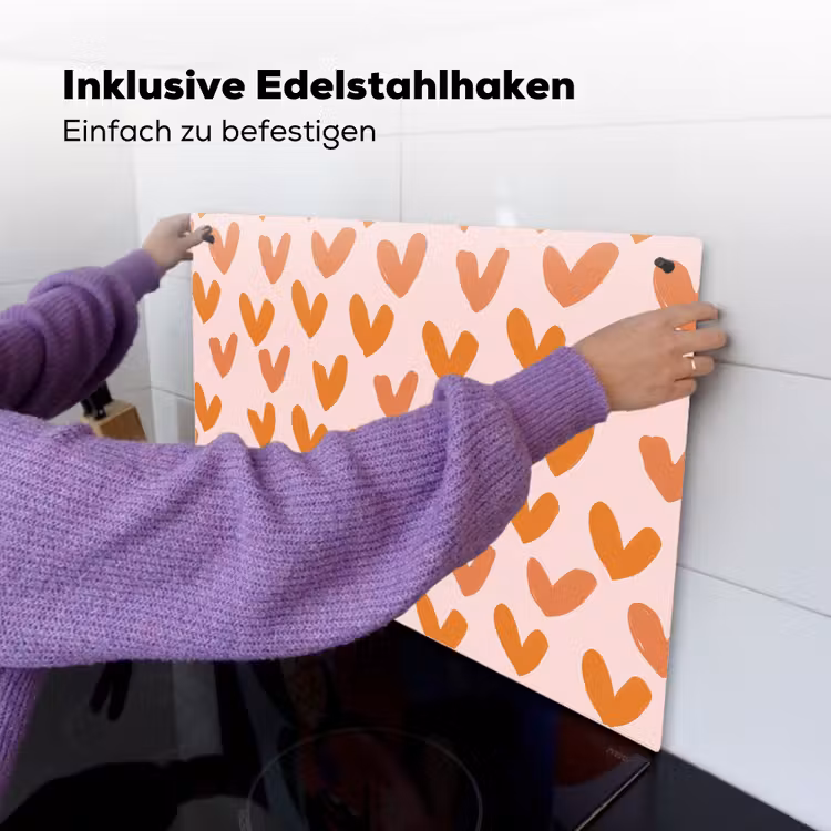 Hartjes - Getekend - Oranje Inductie beschemer met haakjes klein 777 -ky-ophangen-de