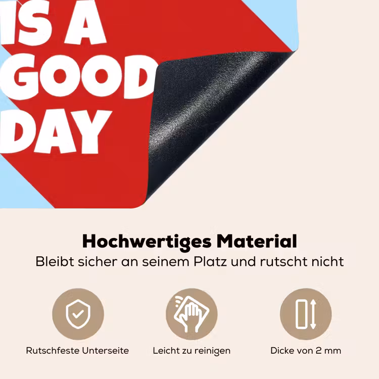 Today is a good day - Rood - lichtblauw Inductie beschemer met haakjes klein -ky-onderkant-de