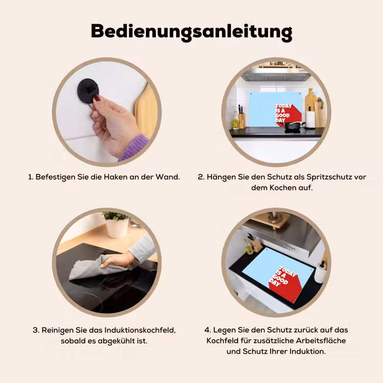 Today is a good day - Rood - lichtblauw Inductie beschemer met haakjes klein -ky-gebruik-de