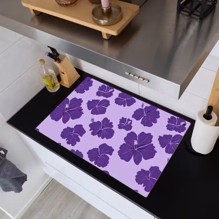 Hibiscus - Bloemen - Paars Inductie beschemer met haakjes klein 777 -sfeer1