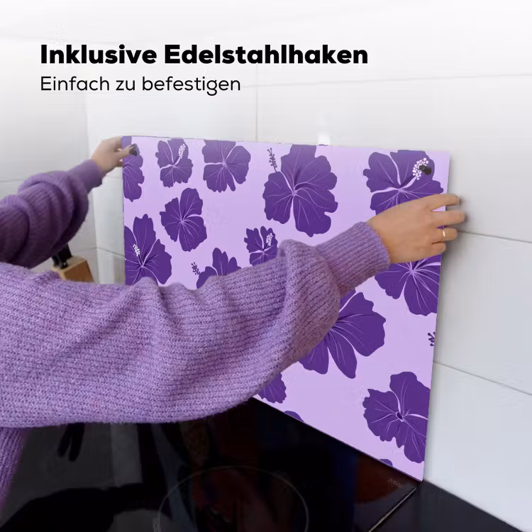 Hibiscus - Bloemen - Paars Inductie beschemer met haakjes klein 777 -ky-ophangen-de