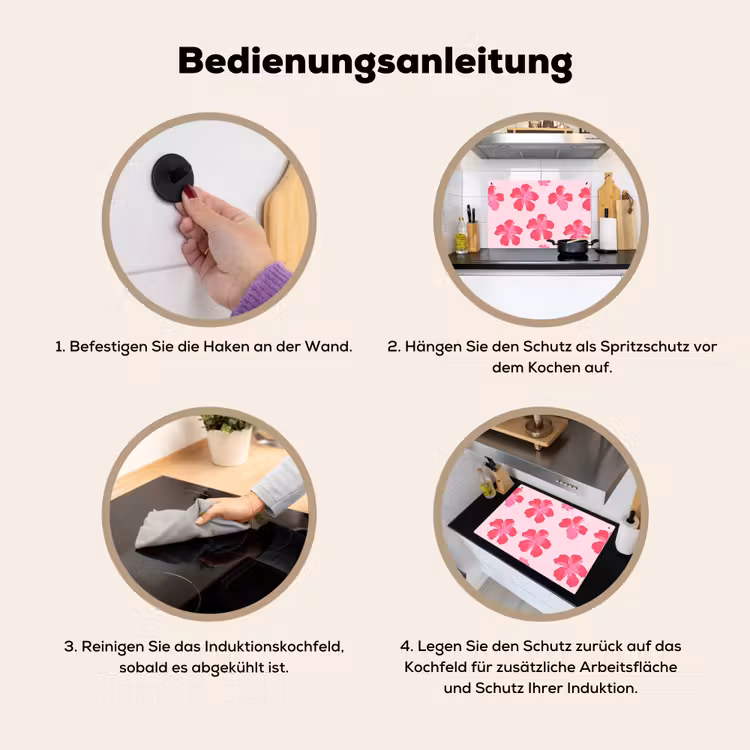 Hibiscus - Bloemen - Roze Inductie beschemer met haakjes klein 777 -ky-gebruik-de