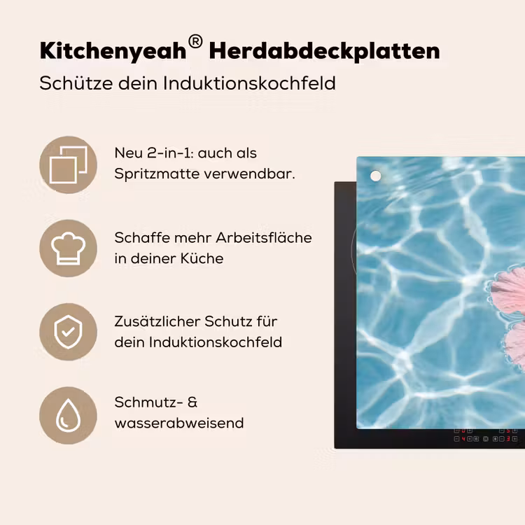 Hibiscus - Water - Roze Inductie beschemer met haakjes klein -ky-usp-de