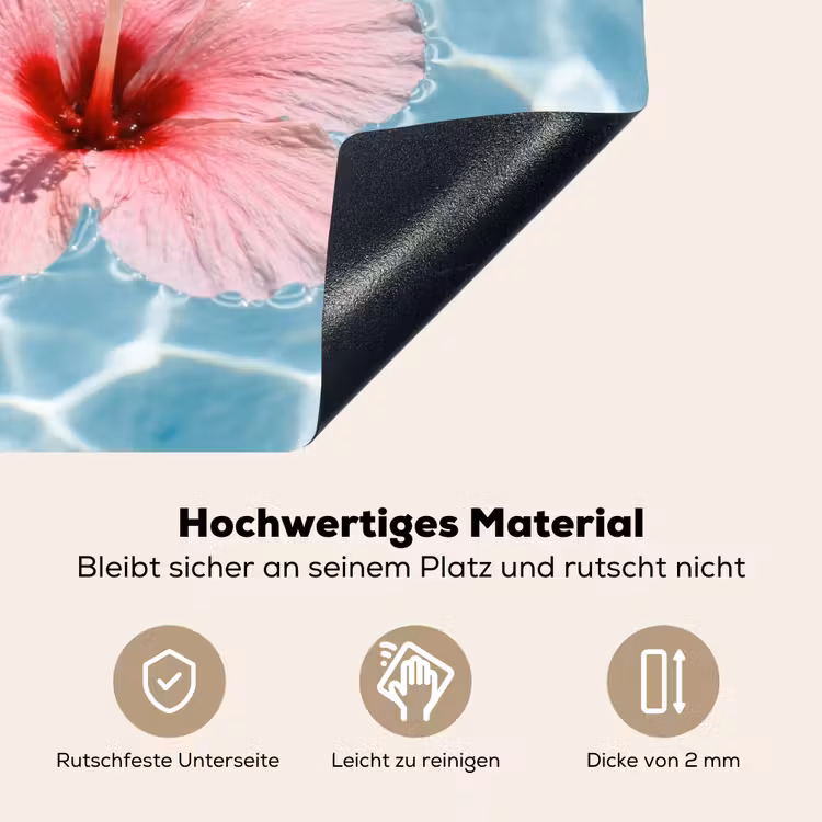 Hibiscus - Water - Roze Inductie beschemer met haakjes klein -ky-onderkant-de