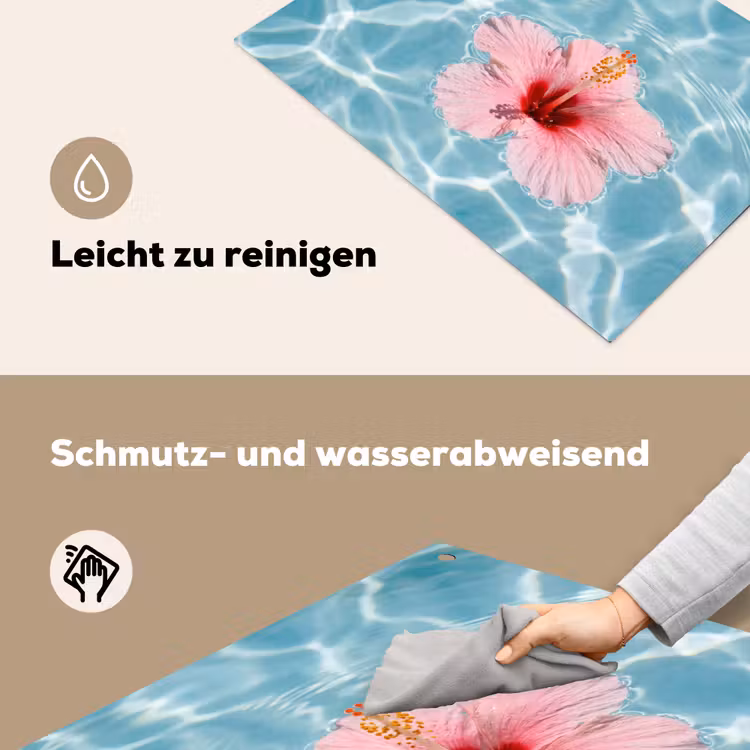 Hibiscus - Water - Roze Inductie beschemer met haakjes klein -ky-schoon-de