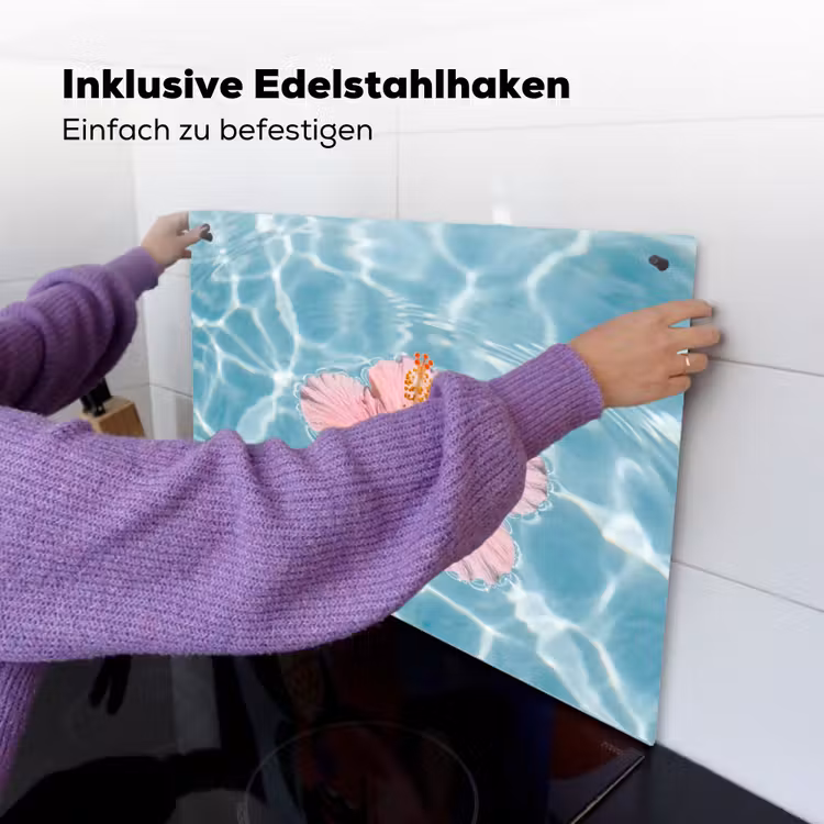 Hibiscus - Water - Roze Inductie beschemer met haakjes klein -ky-ophangen-de