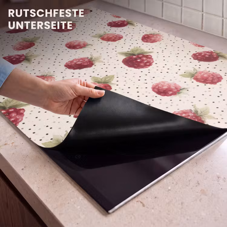 2-in-1 Herdabdeckplatte & Spritzschutz - Himbeere - Tupfen - Rot - Framboos - Stippen - Rood Inductie beschemer met haakjes klein 777