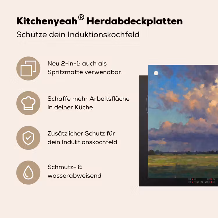 Lucht - Wolken - Landschap - Modern - Oranje Inductie beschemer met haakjes klein -ky-usp-de