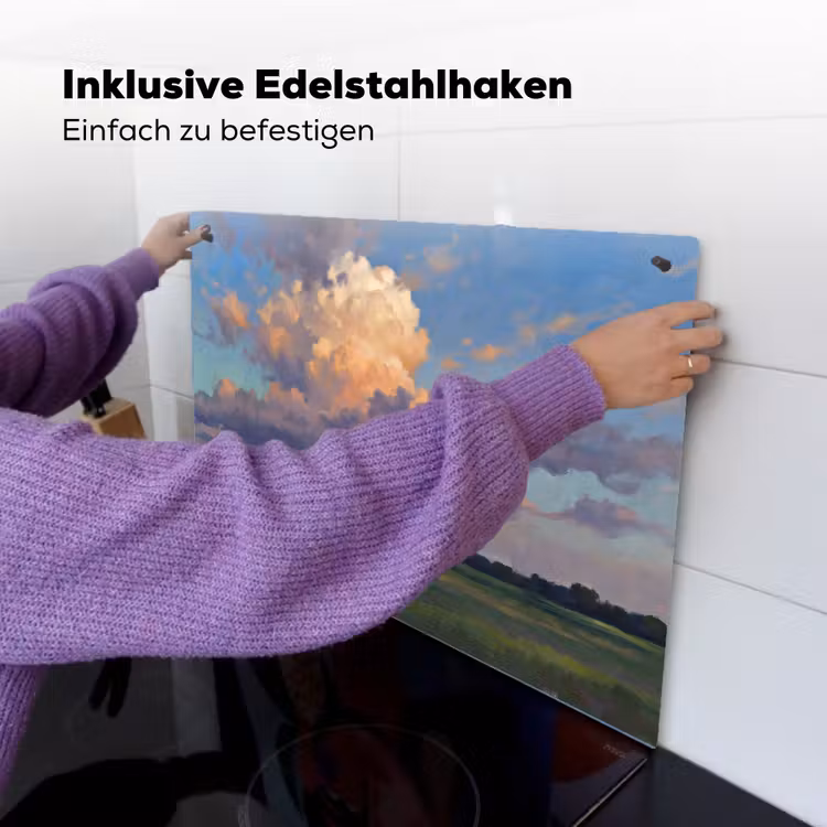 Lucht - Wolken - Landschap - Modern - Oranje Inductie beschemer met haakjes klein -ky-ophangen-de