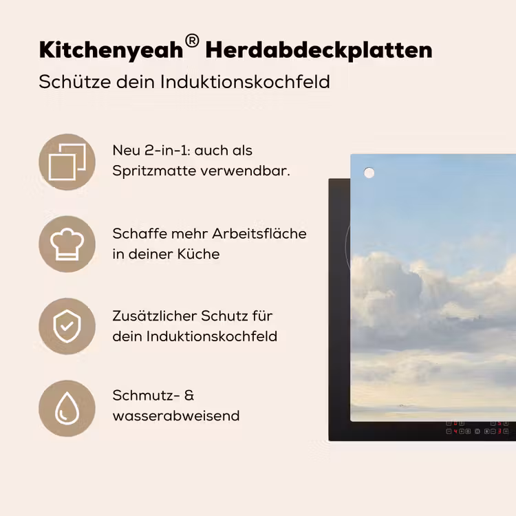 Lucht - Wolken - Natuur - Klassiek - Blauw Inductie beschemer met haakjes klein -ky-usp-de
