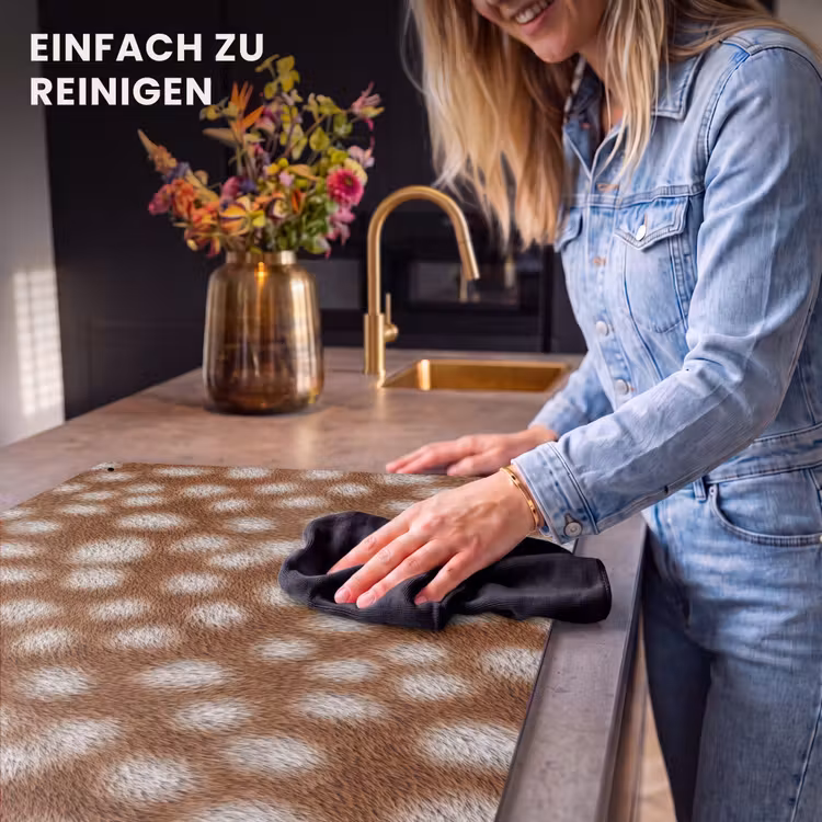 2-in-1 Herdabdeckplatte & Spritzschutz - Hirsch – Braun – Fell - Hert - Bruin - Vacht Inductie beschemer met haakjes klein 777