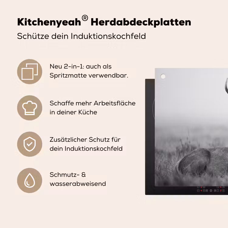 Hert - Mistig - Zwart - Wit Inductie beschemer met haakjes klein -ky-usp-de