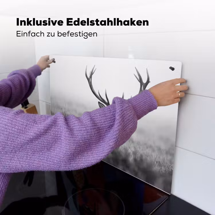 Hert - Mistig - Zwart - Wit Inductie beschemer met haakjes klein -ky-ophangen-de