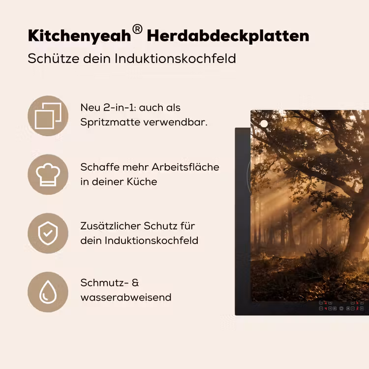 Hert - Bos - Mistig - Natuur - Goud Inductie beschemer met haakjes klein -ky-usp-de