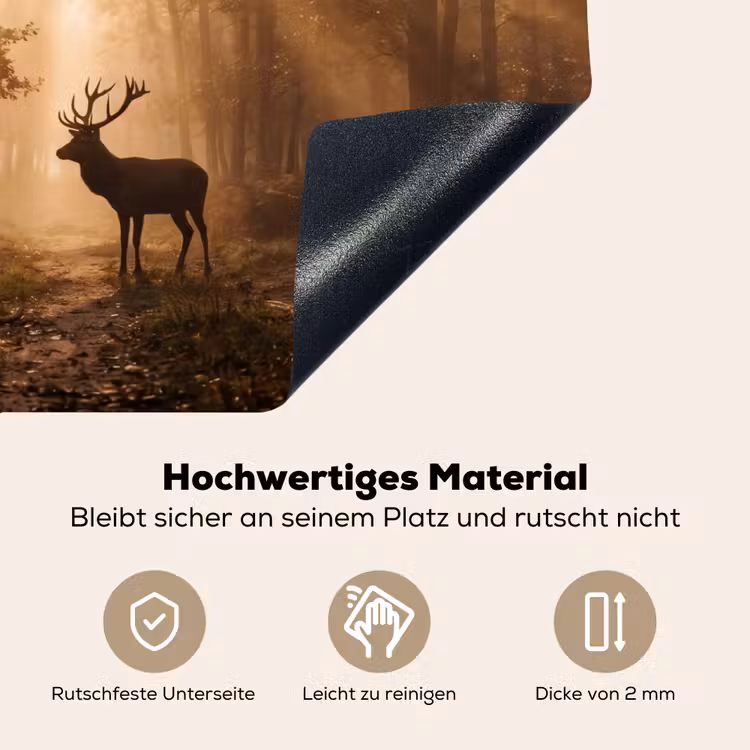 Hert - Bos - Mistig - Natuur - Goud Inductie beschemer met haakjes klein -ky-onderkant-de