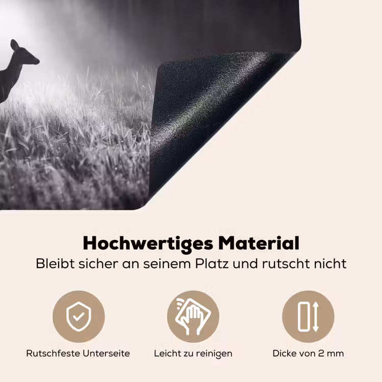 Hert - Bos - Zonnestralen - Zwart-wit - Natuur Inductie beschemer met haakjes klein -ky-onderkant-de