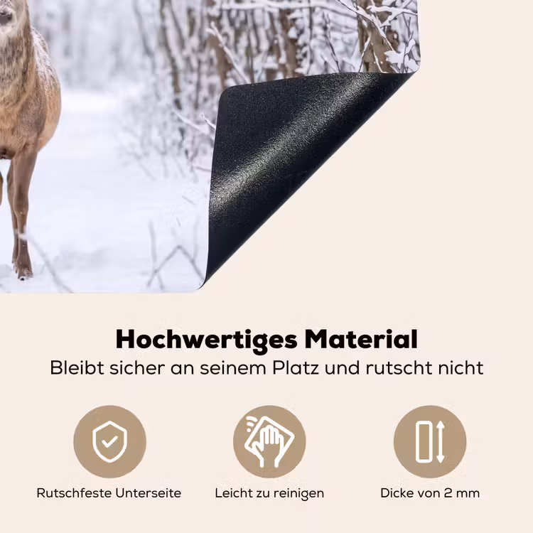 Hert - Winter - Bos - Natuur - Wit Inductie beschemer met haakjes klein -ky-onderkant-de