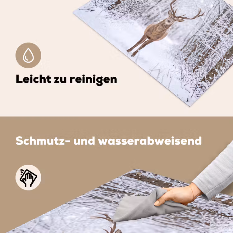 Hert - Winter - Bos - Natuur - Wit Inductie beschemer met haakjes klein -ky-schoon-de