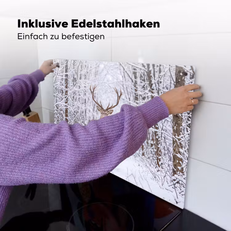 Hert - Winter - Bos - Natuur - Wit Inductie beschemer met haakjes klein -ky-ophangen-de