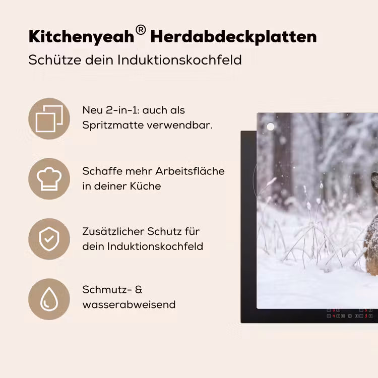 Hert - Sneeuw - Bos - Dieren - Vertederend Inductie beschemer met haakjes klein -ky-usp-de