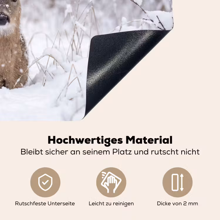 Hert - Sneeuw - Bos - Dieren - Vertederend Inductie beschemer met haakjes klein -ky-onderkant-de