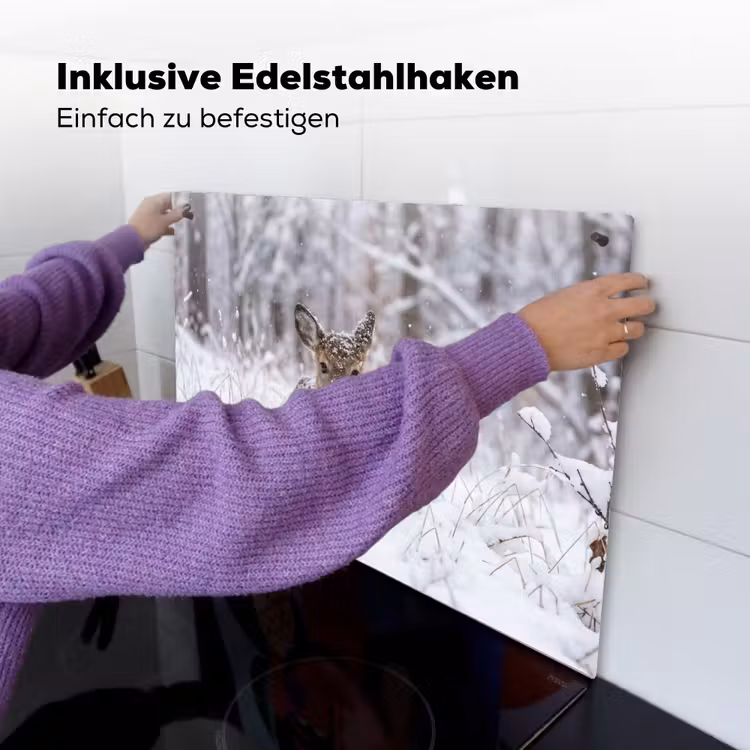 Hert - Sneeuw - Bos - Dieren - Vertederend Inductie beschemer met haakjes klein -ky-ophangen-de