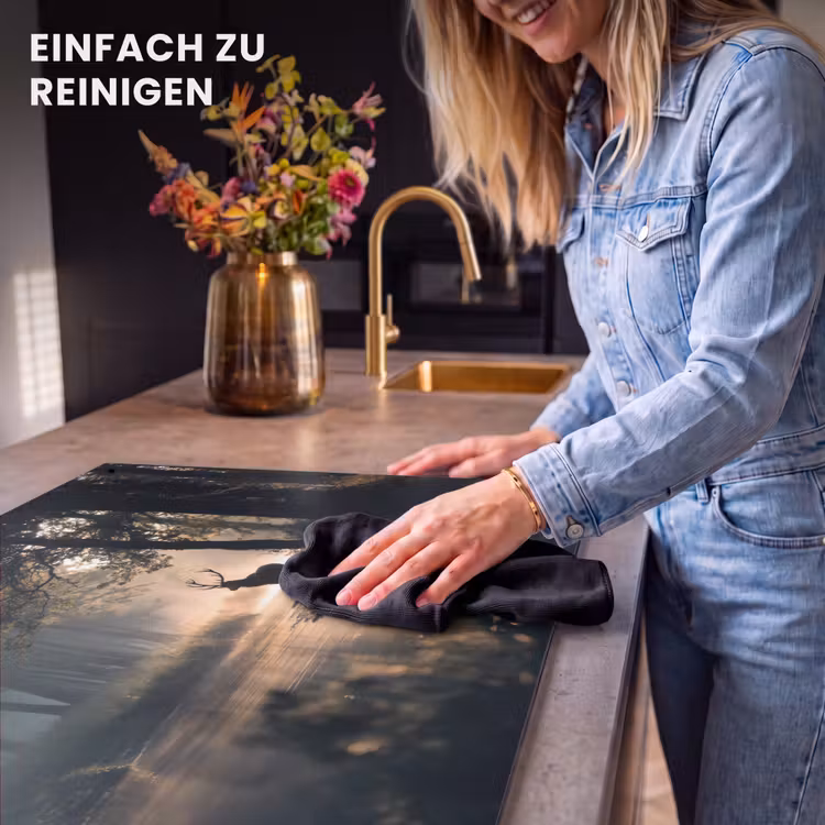 2-in-1 Herdabdeckplatte & Spritzschutz - Hirsche - Waldbach - Mystisch - Hert - Bosbeek - Mystiek Inductie beschemer met haakjes klein