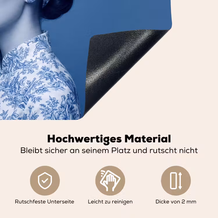 Portret - Klassiek - Wit - Blauw Inductie beschemer met haakjes klein -ky-onderkant-de