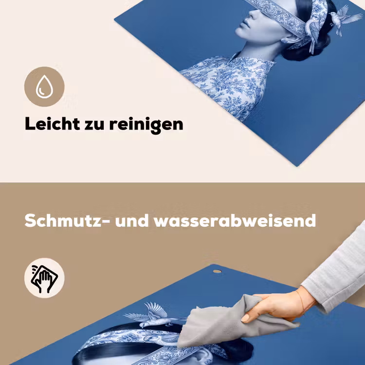 Portret - Klassiek - Wit - Blauw Inductie beschemer met haakjes klein -ky-schoon-de