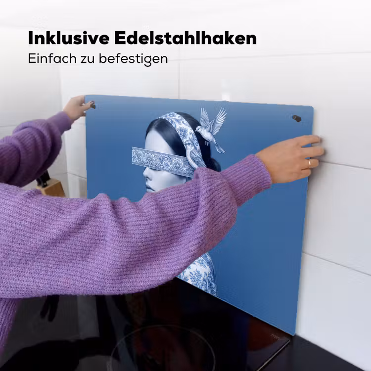 Portret - Klassiek - Wit - Blauw Inductie beschemer met haakjes klein -ky-ophangen-de